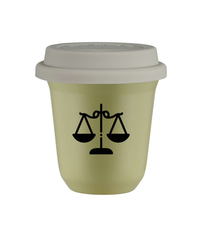 Tasse 80 ml PISTACHE "Balance (noir)", avec couvercle blanc Tasse 80 ml PISTACHE "Balance (noir)", avec couvercle blanc