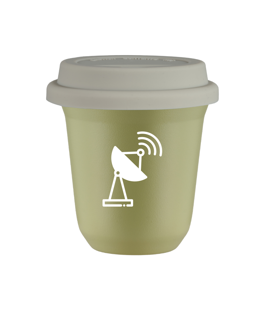 Tasse 80 ml PISTACHE "Antenne (blanc)", avec couvercle blanc