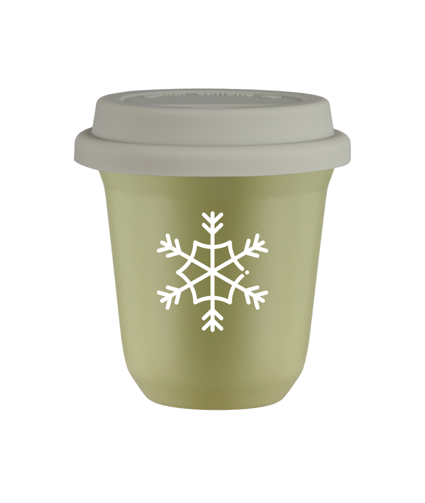 Tasse 80 ml PISTACHE "Flocon de neige (blanc)", avec couvercle blanc Tasse 80 ml PISTACHE "Flocon de neige (blanc)", avec couvercle blanc