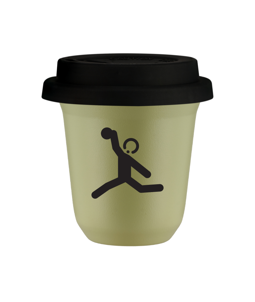 Tasse 80 ml PISTACHE "Lancer du disque (noir)", avec couvercle noir Tasse 80 ml PISTACHE "Lancer du disque (noir)", avec couvercle noir