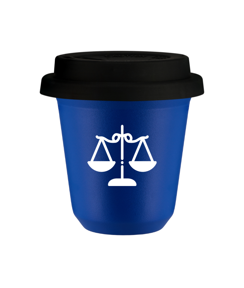 Tasse 80 ml BLEU "Balance (blanc)", avec couvercle noir Tasse 80 ml BLEU "Balance (blanc)", avec couvercle noir