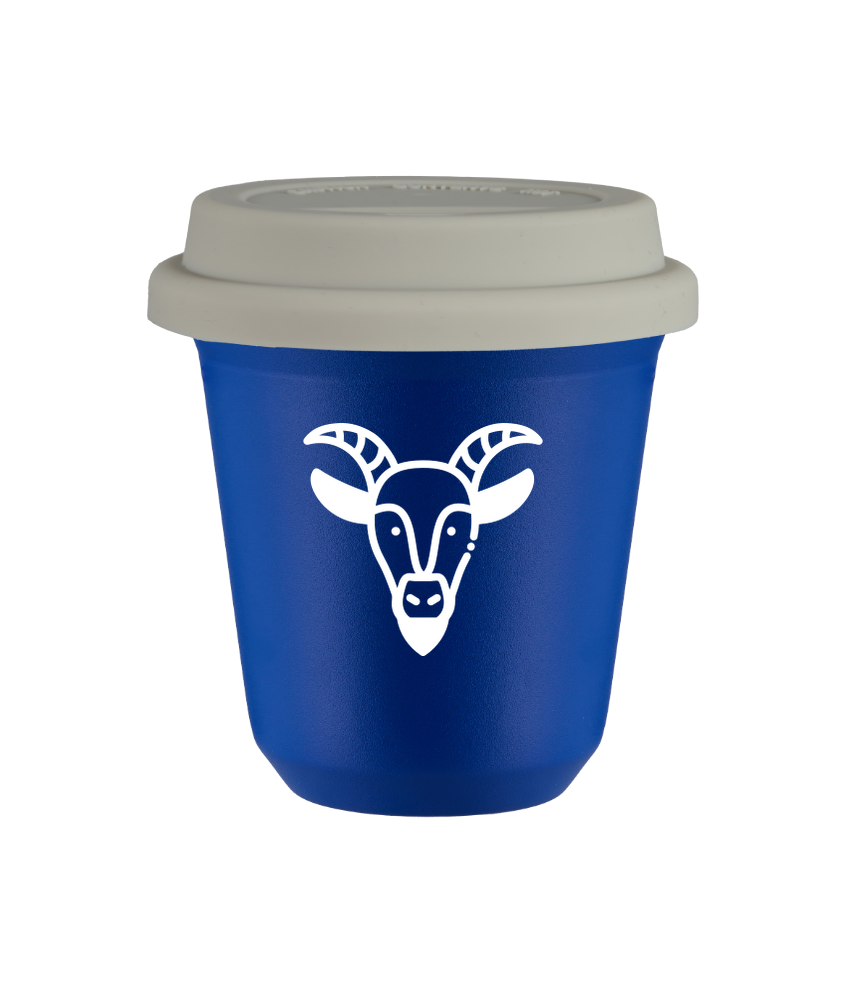 Tasse 80 ml BLEU "Capricorne (blanc)", avec couvercle blanc Tasse 80 ml BLEU "Capricorne (blanc)", avec couvercle blanc