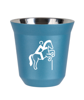 Tasse 80 ml BLEU CLAIR MÉTALLIQUE "Équitation 1 (blanc)" Tasse 80 ml BLEU CLAIR MÉTALLIQUE "Équitation 1 (blanc)"
