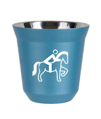 Tasse 80 ml BLEU CLAIR MÉTALLIQUE "Équitation 2 (blanc)" Tasse 80 ml BLEU CLAIR MÉTALLIQUE "Équitation 2 (blanc)"