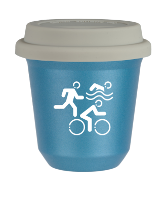 Tasse 80 ml BLEU CLAIR MÉTALLIQUE "Sports (blanc)", avec couvercle blanc Tasse 80 ml BLEU CLAIR MÉTALLIQUE "Sports (blanc)", avec couvercle blanc