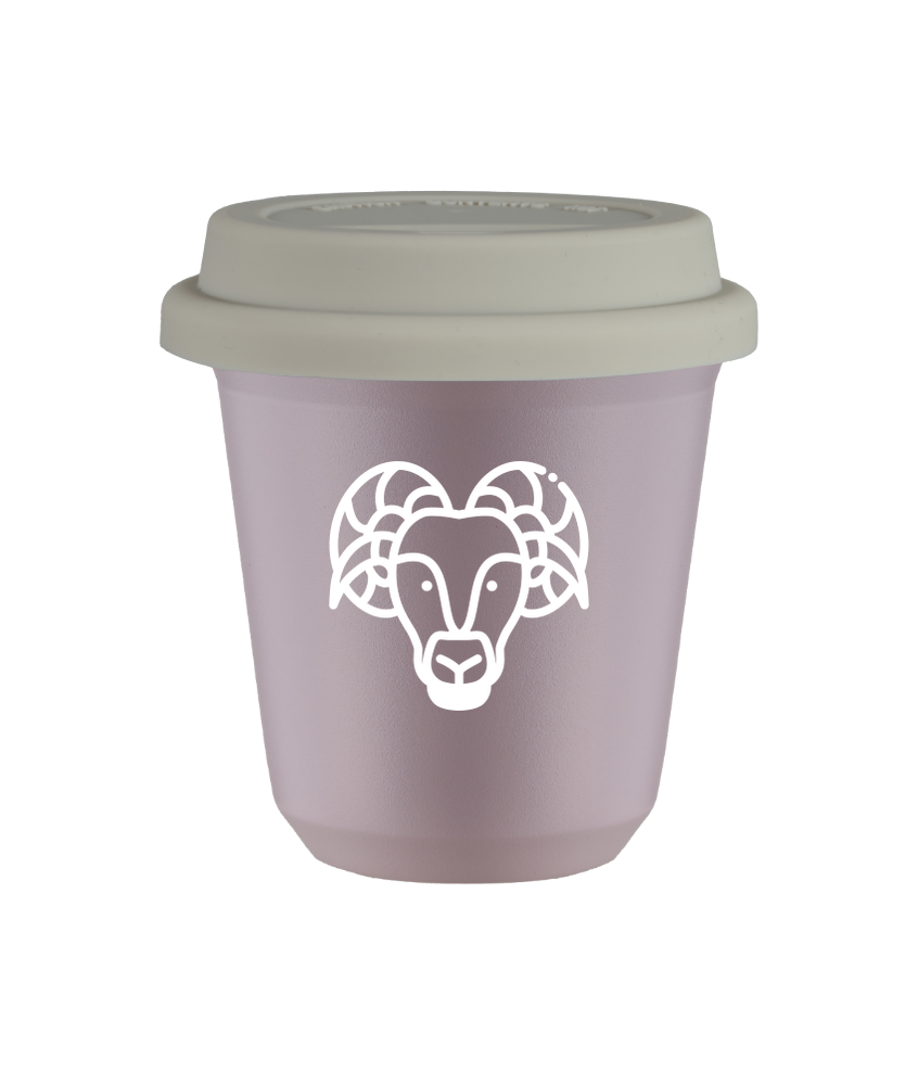 Tasse 80 ml LAVANDE "Bélier (blanc)", avec couvercle blanc Tasse 80 ml LAVANDE "Bélier (blanc)", avec couvercle blanc
