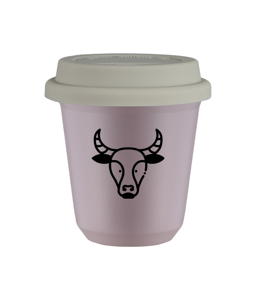 Tasse 80 ml LAVANDE "Taureau", avec couvercle blanc