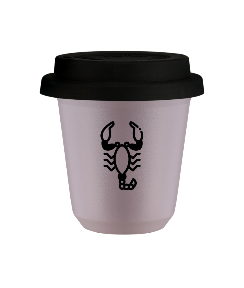 Tasse 80 ml LAVANDE "Scorpion (noir)", avec couvercle noir Tasse 80 ml LAVANDE "Scorpion (noir)", avec couvercle noir