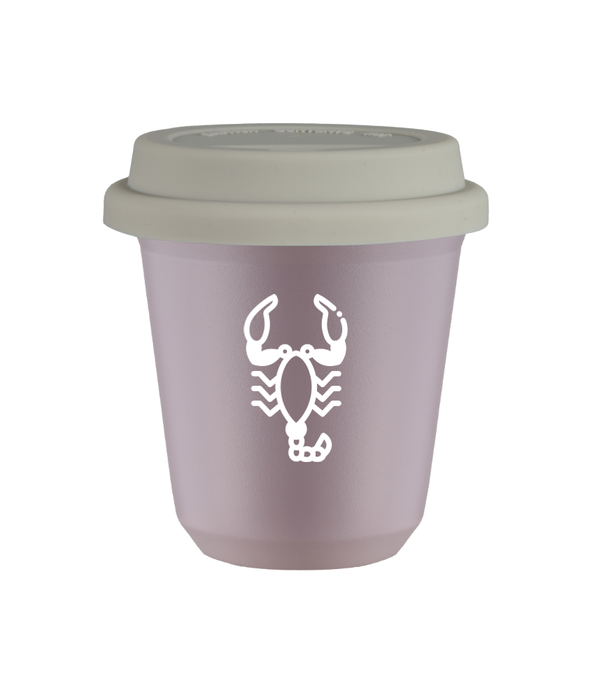 Tasse 80 ml LAVANDE "Scorpion (blanc)", avec couvercle blanc Tasse 80 ml LAVANDE "Scorpion (blanc)", avec couvercle blanc