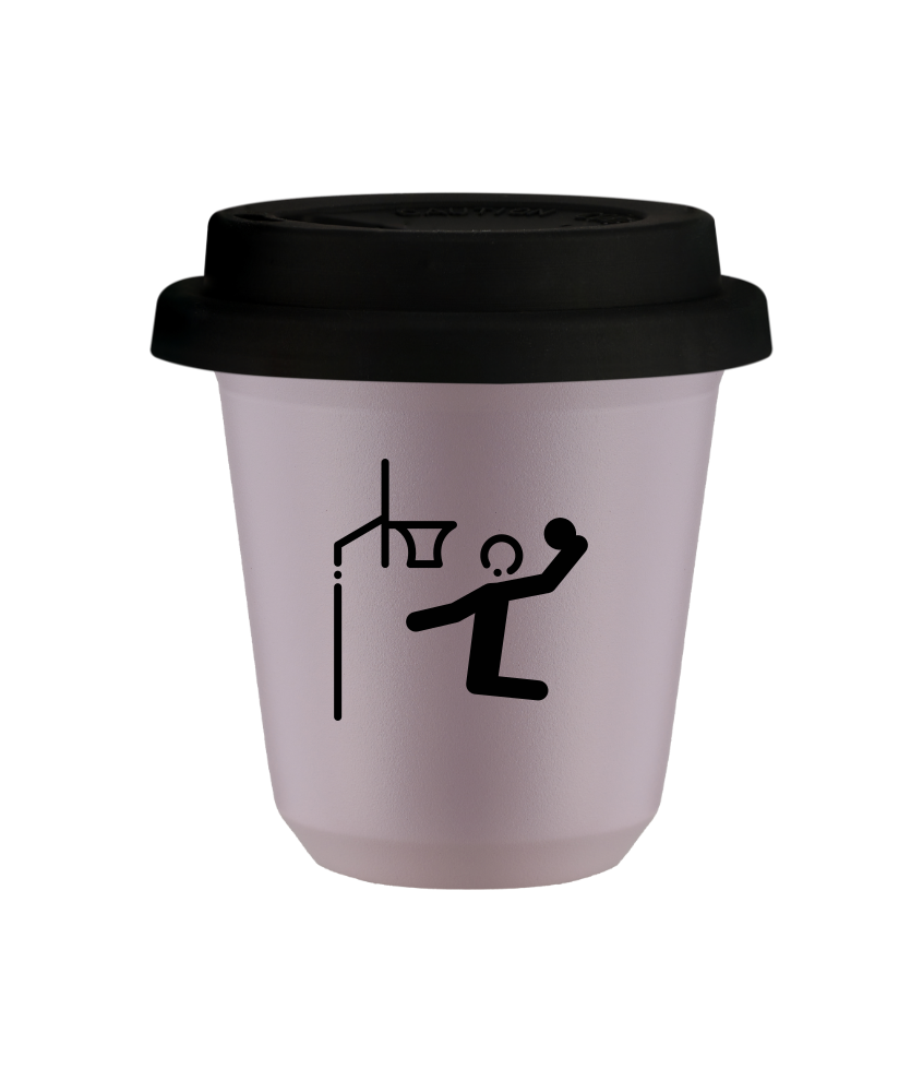 Tasse 80 ml LAVANDE "Basket-ball", avec couvercle noir