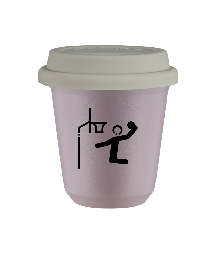 Tasse 80 ml LAVANDE "Basket-ball", avec couvercle blanc