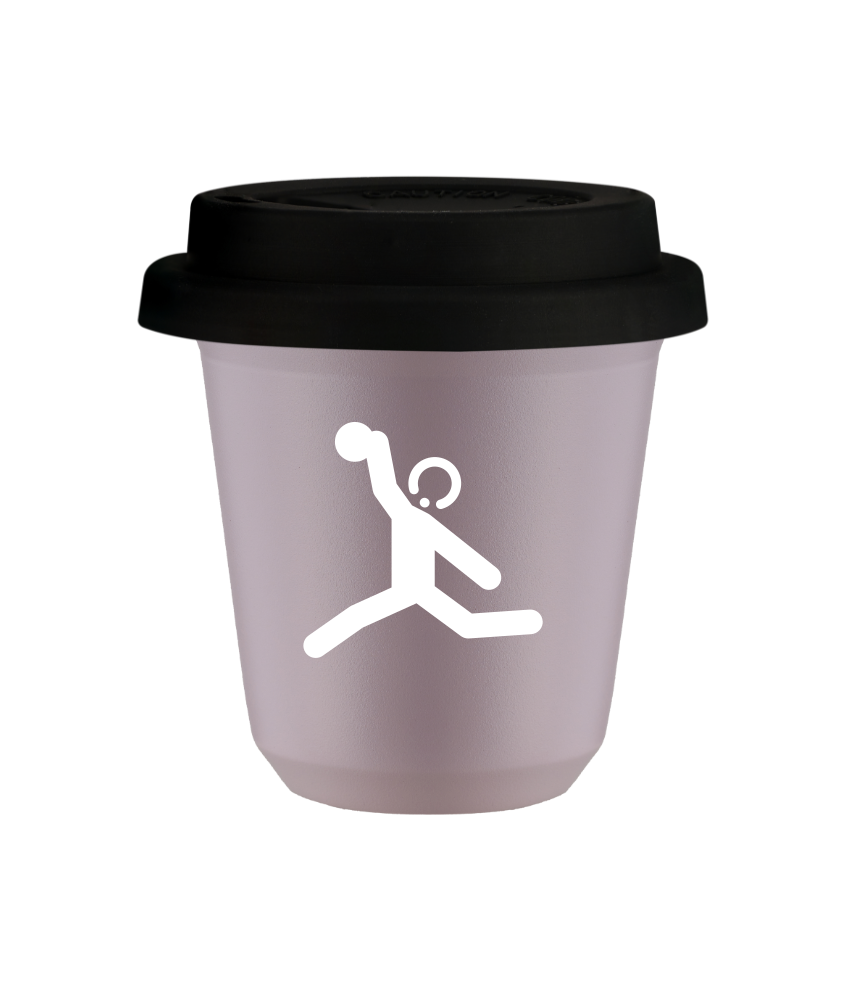 Tasse 80 ml LAVANDE "Lancer du disque (blanc)", avec couvercle noir Tasse 80 ml LAVANDE "Lancer du disque (blanc)", avec couvercle noir