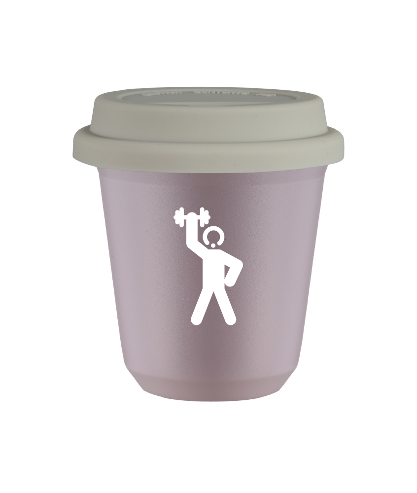 Tasse 80 ml LAVANDE "Homme fort 2 (blanc)", avec couvercle blanc Tasse 80 ml LAVANDE "Homme fort 2 (blanc)", avec couvercle blanc