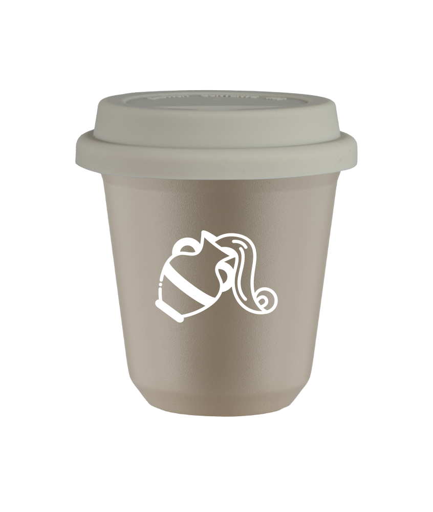Tasse 80 ml BEIGE "Verseau (blanc)", avec couvercle blanc Tasse 80 ml BEIGE "Verseau (blanc)", avec couvercle blanc