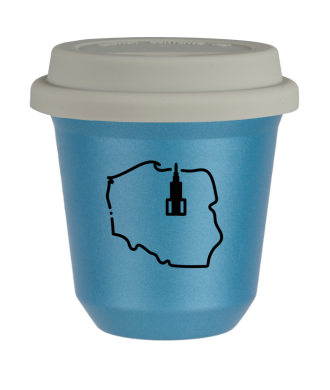 Tasse 80 ml BLEU CLAIR MÉTALLIQUE "Pologne", avec couvercle blanc Tasse 80 ml BLEU CLAIR MÉTALLIQUE "Pologne", avec couvercle blanc