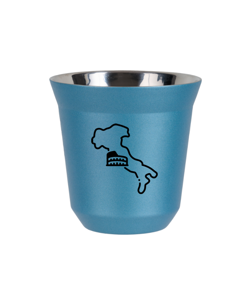 Tasse 80 ml BLEU CLAIR MÉTALLIQUE "Italie (noir)"