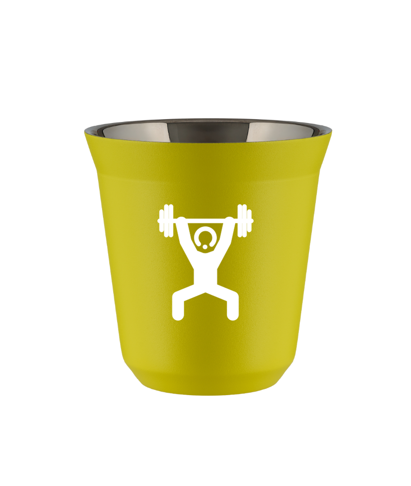 Tasse 80 ml JAUNE "Homme fort 1 (blanc)" Tasse 80 ml JAUNE "Homme fort 1 (blanc)"