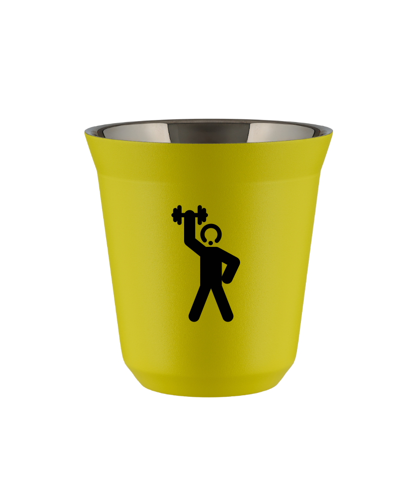 Tasse 80 ml JAUNE "Homme fort 2 (noir)" Tasse 80 ml JAUNE "Homme fort 2 (noir)"