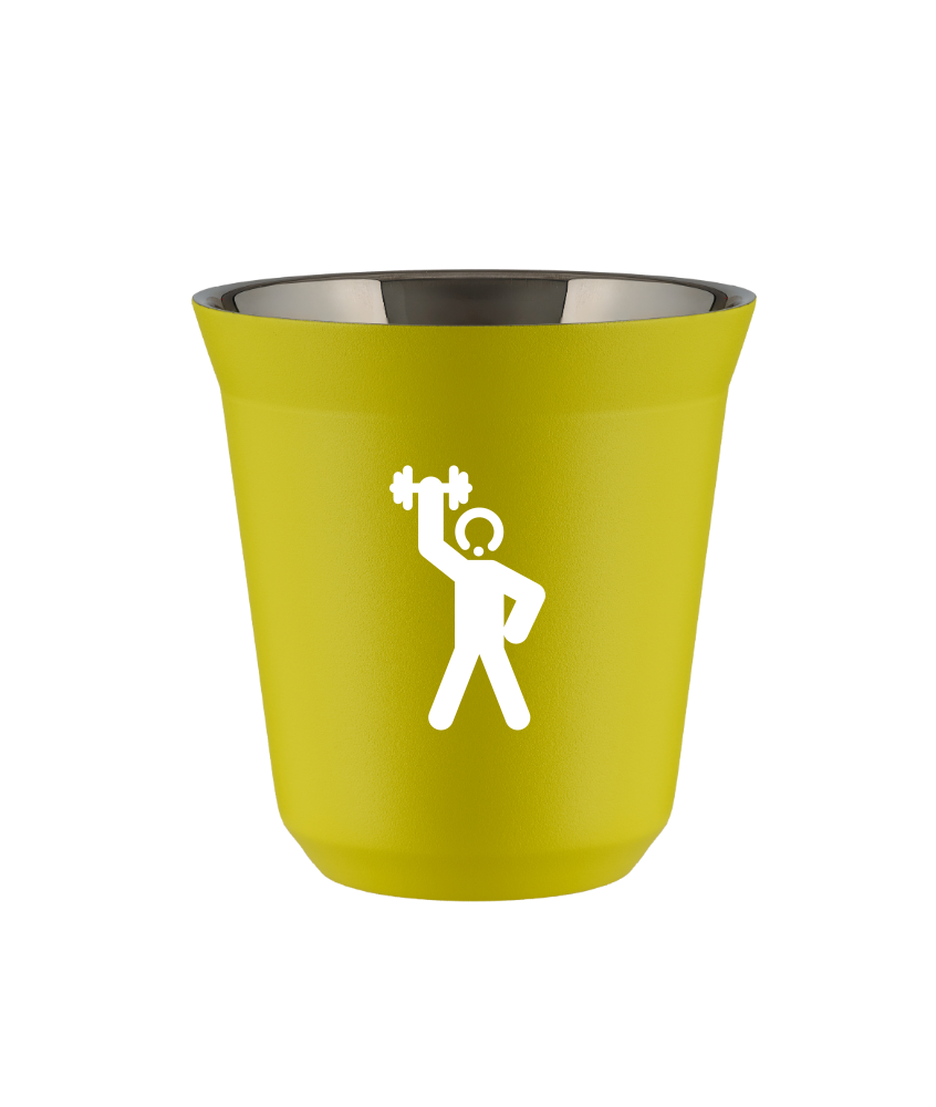 Tasse 80 ml JAUNE "Homme fort 2 (blanc)"