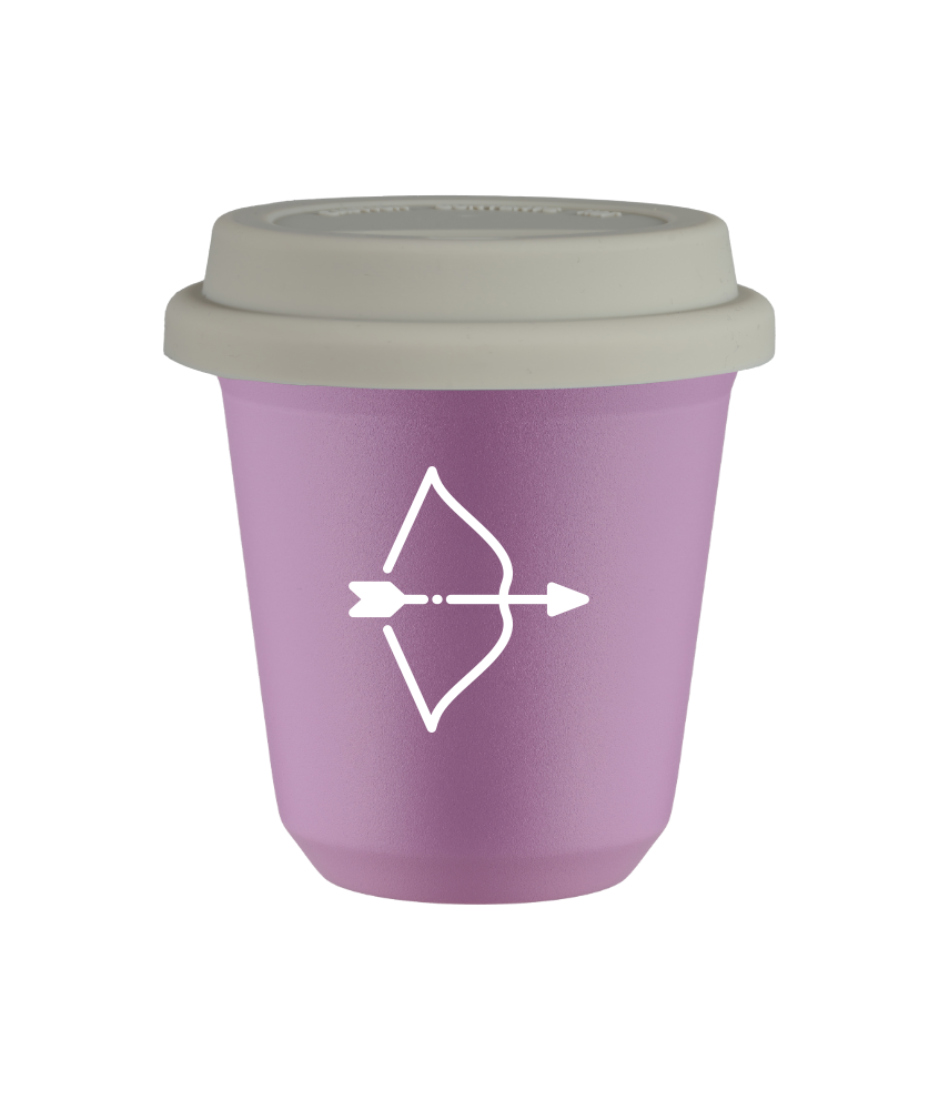 Tasse 80 ml LILAS "Sagittaire (blanc)", avec couvercle blanc