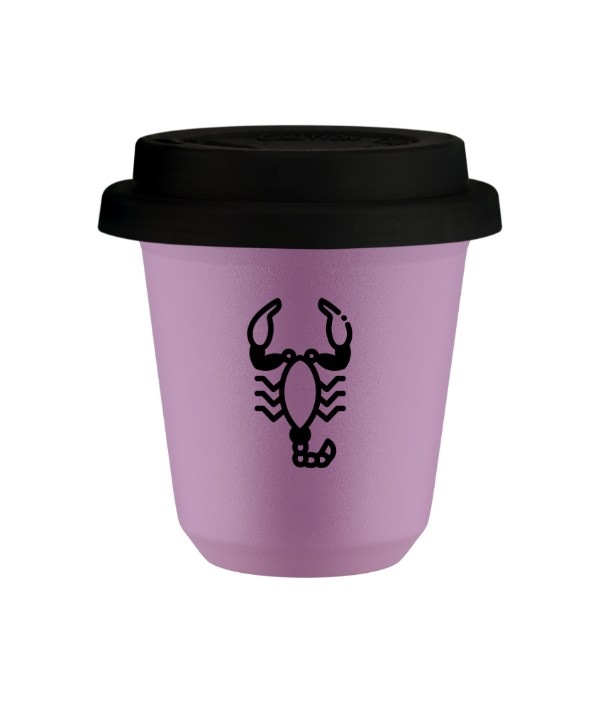 Tasse 80 ml LILAS "Scorpion", avec couvercle noir