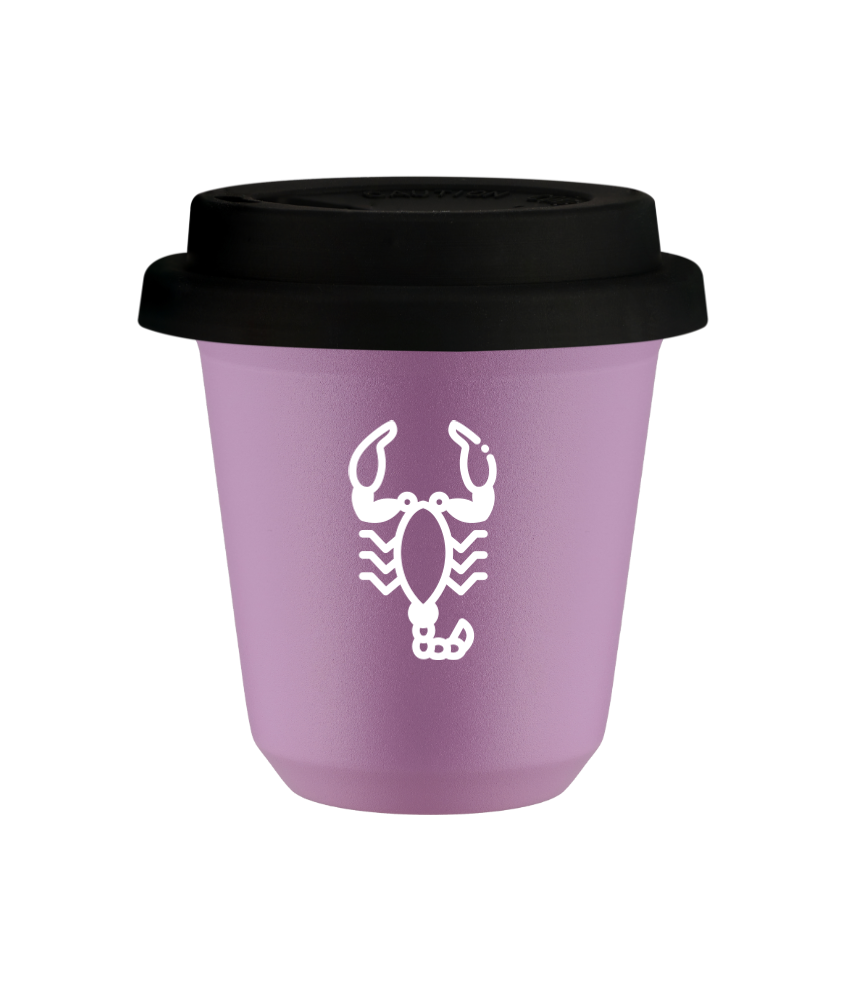Tasse 80 ml LILAS "Scorpion (blanc)", avec couvercle noir Tasse 80 ml LILAS "Scorpion (blanc)", avec couvercle noir