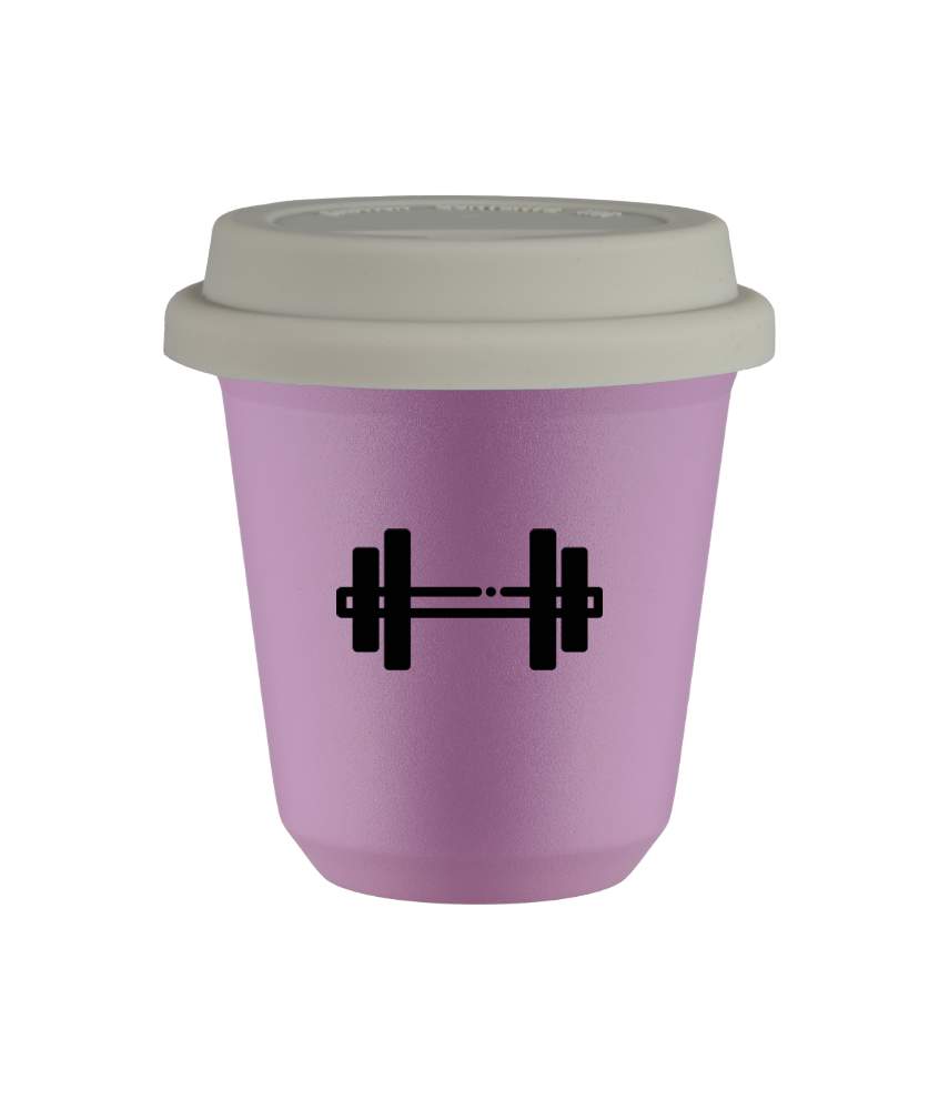 Tasse 80 ml LILAS "Haltère", avec couvercle blanc Tasse 80 ml LILAS "Haltère", avec couvercle blanc
