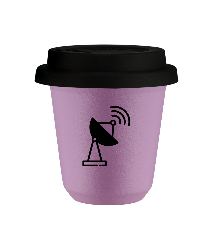 Tasse 80 ml LILAS "Antenne (noir)", avec couvercle noir