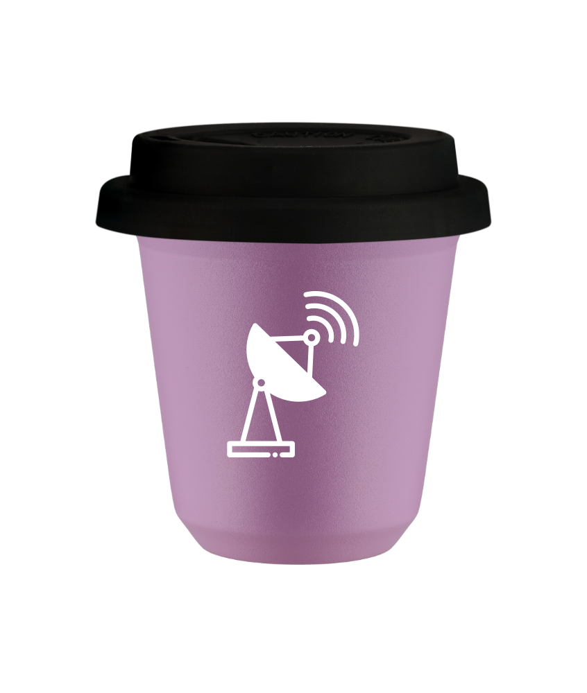Tasse 80 ml LILAS "Antenne (blanc)", avec couvercle noir