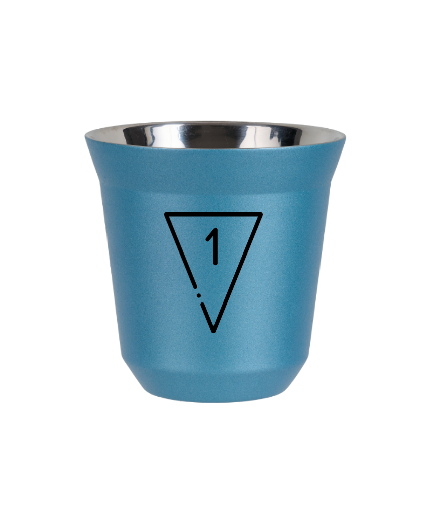 Tasse 80 ml BLEU CLAIR MÉTALLIQUE "1"