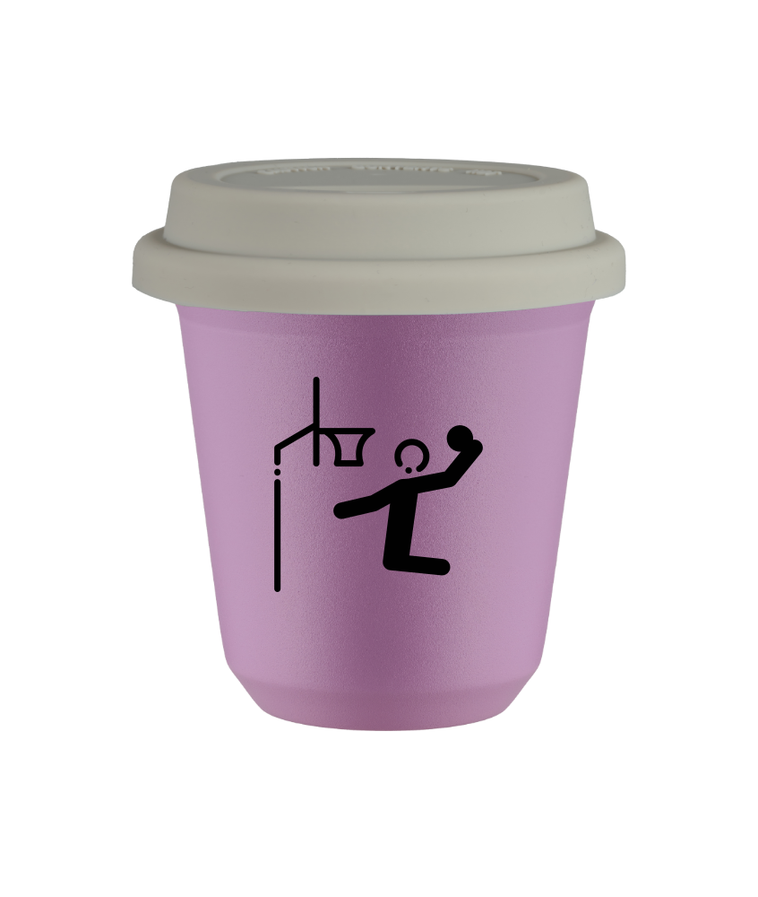 Tasse 80 ml LILAS "Basket-ball (noir)", avec couvercle blanc Tasse 80 ml LILAS "Basket-ball (noir)", avec couvercle blanc