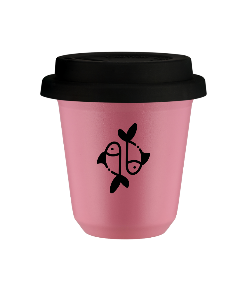 Tasse 80 ml ROSE "Poissons (noir)", avec couvercle noir Tasse 80 ml ROSE "Poissons (noir)", avec couvercle noir