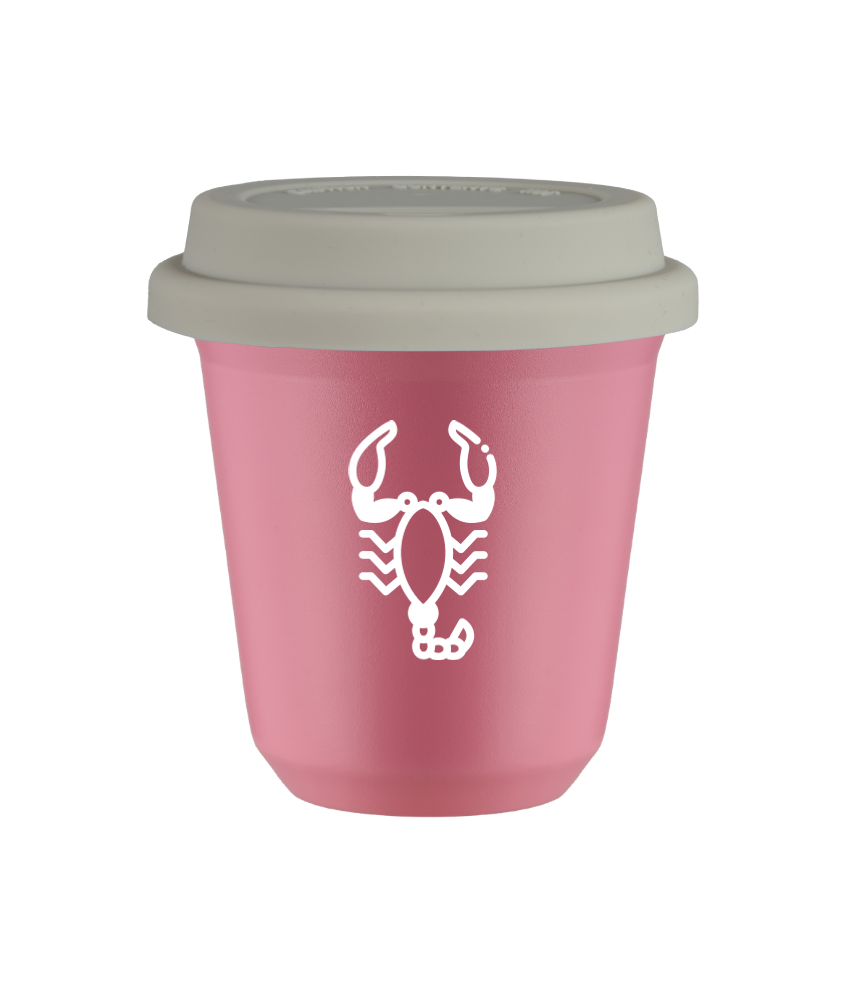 Tasse 80 ml ROSE "Scorpion (blanc)", avec couvercle blanc Tasse 80 ml ROSE "Scorpion (blanc)", avec couvercle blanc