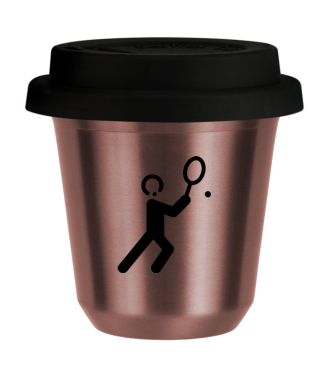 Tasse 80 ml OR ROSE "Tennis 1", avec couvercle noir Tasse 80 ml OR ROSE "Tennis 1", avec couvercle noir