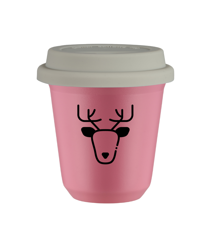 Tasse 80 ml ROSE "Renne", avec couvercle blanc