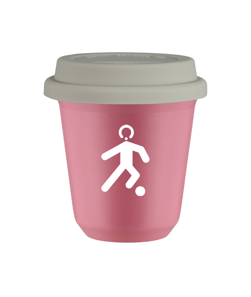 Tasse 80 ml ROSE "Football (blanc)", avec couvercle blanc Tasse 80 ml ROSE "Football (blanc)", avec couvercle blanc