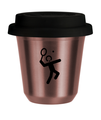 Tasse 80 ml OR ROSE "Tennis 2", avec couvercle noir Tasse 80 ml OR ROSE "Tennis 2", avec couvercle noir