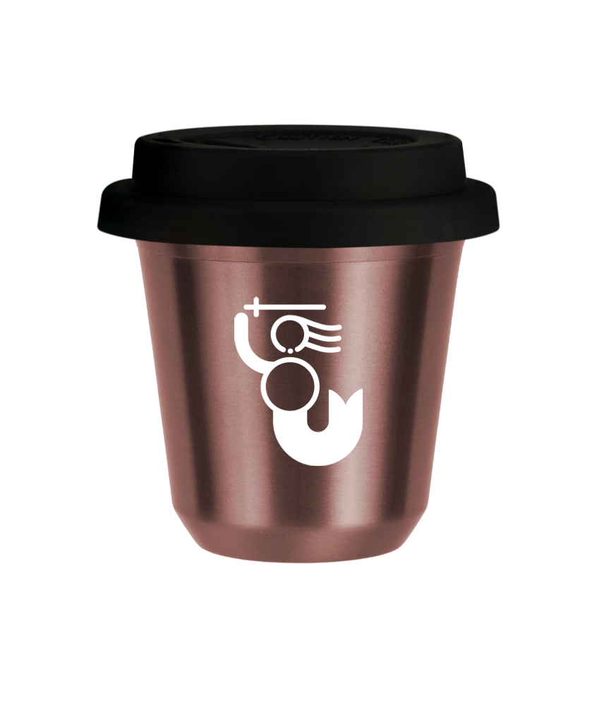 Tasse 80 ml OR ROSE "WARSZAWSKA SYRENKA (blanc)", avec couvercle noir