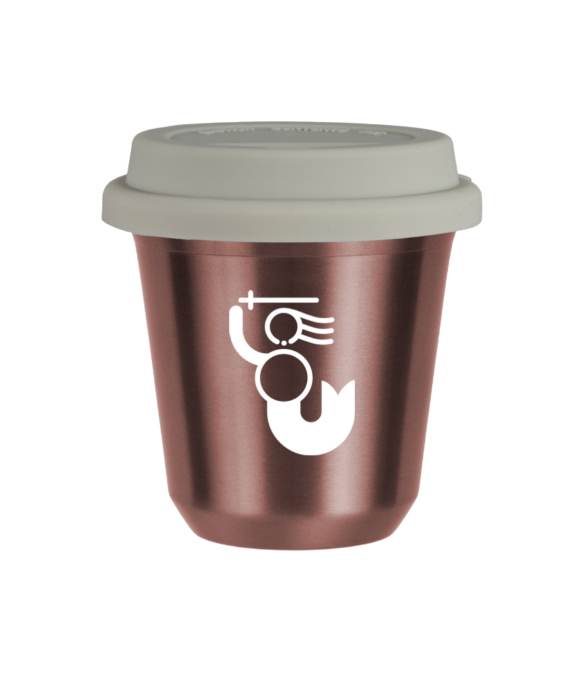 Tasse 80 ml OR ROSE "WARSZAWSKA SYRENKA (blanc)", avec couvercle blanc