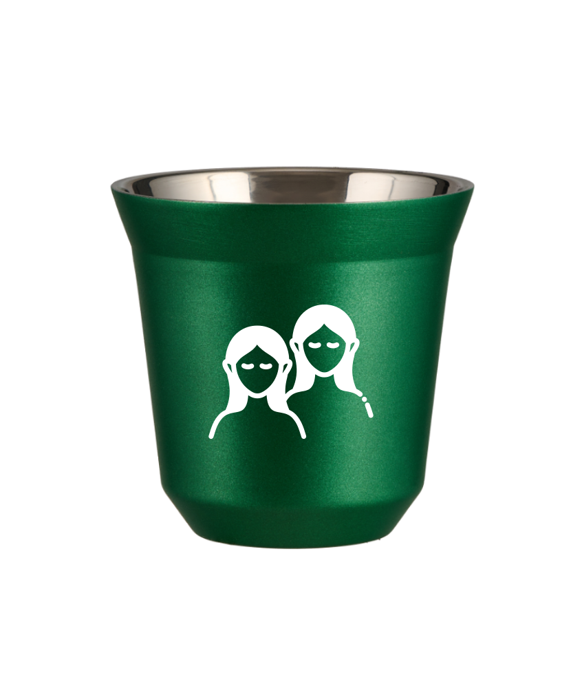 Tasse 150 ml VERT MÉTALLIQUE "Gémeaux (blanc)" Tasse 150 ml VERT MÉTALLIQUE "Gémeaux (blanc)"