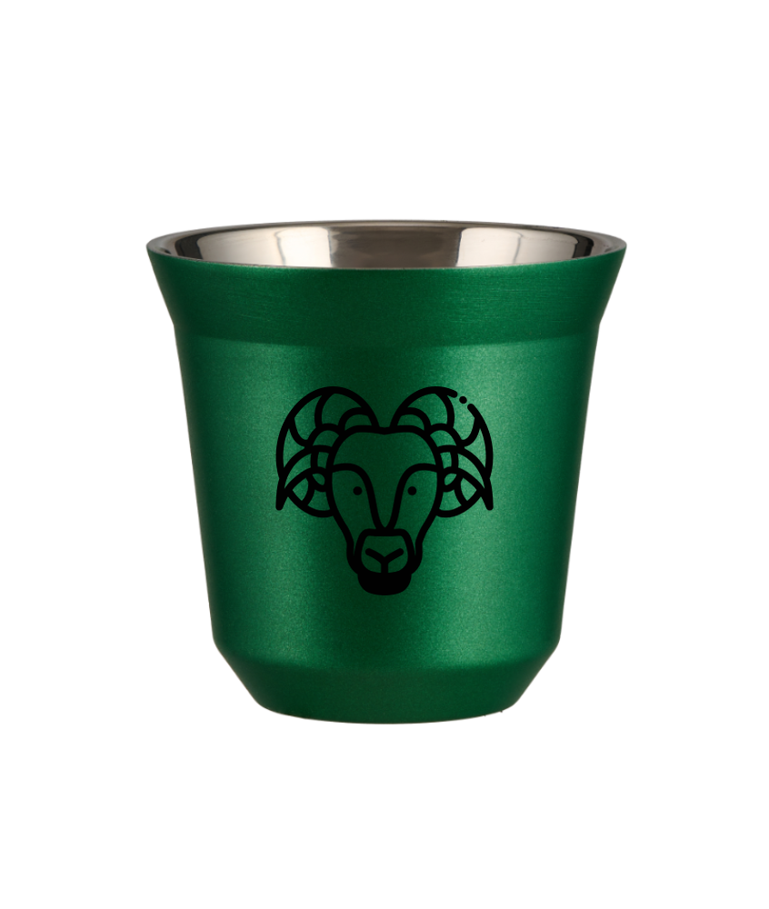 Tasse 150 ml VERT MÉTALLIQUE "Bélier (noir)"