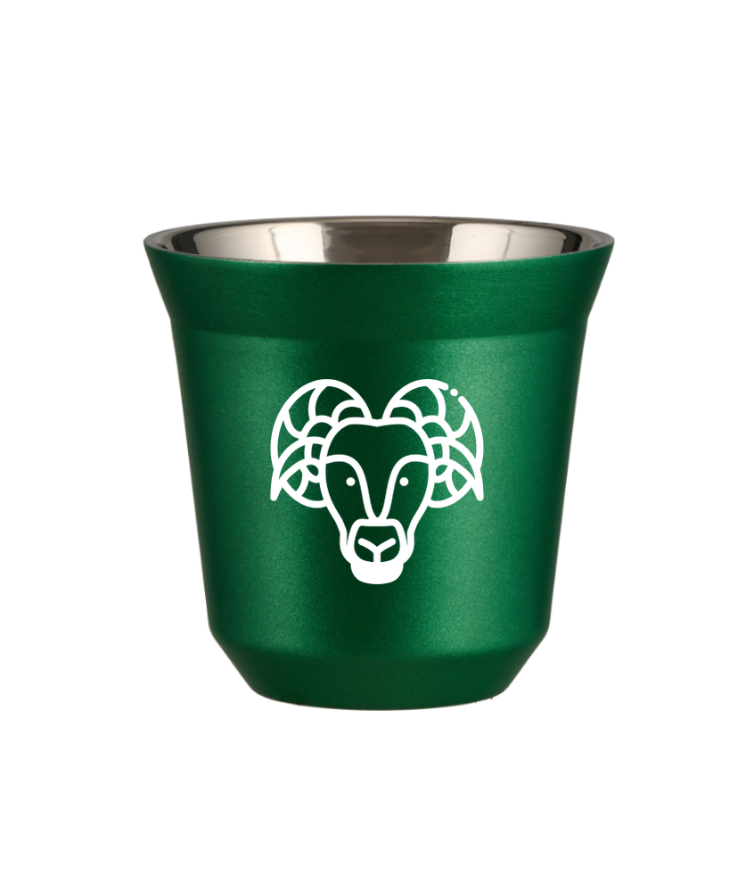 Tasse 150 ml VERT MÉTALLIQUE "Bélier (blanc)"