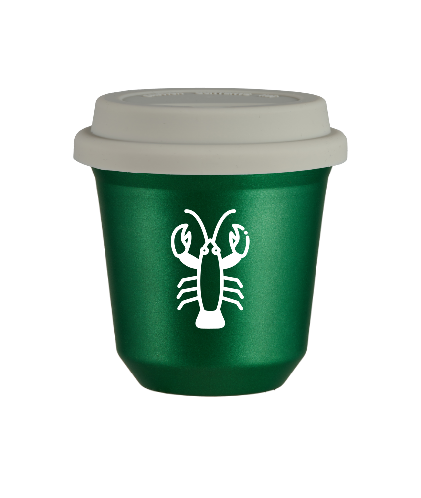 Tasse 150 ml VERT MÉTALLIQUE "Cancer (blanc)", avec couvercle blanc