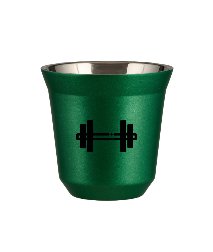 Tasse 150 ml VERT MÉTALLIQUE "Haltère" Tasse 150 ml VERT MÉTALLIQUE "Haltère"