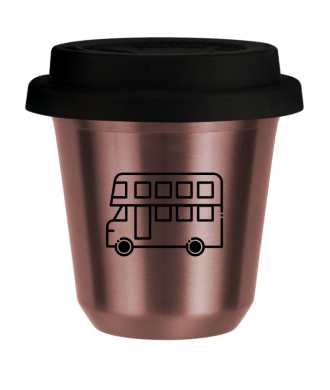 Tasse 80 ml OR ROSE "Bus", avec couvercle noir Tasse 80 ml OR ROSE "Bus", avec couvercle noir