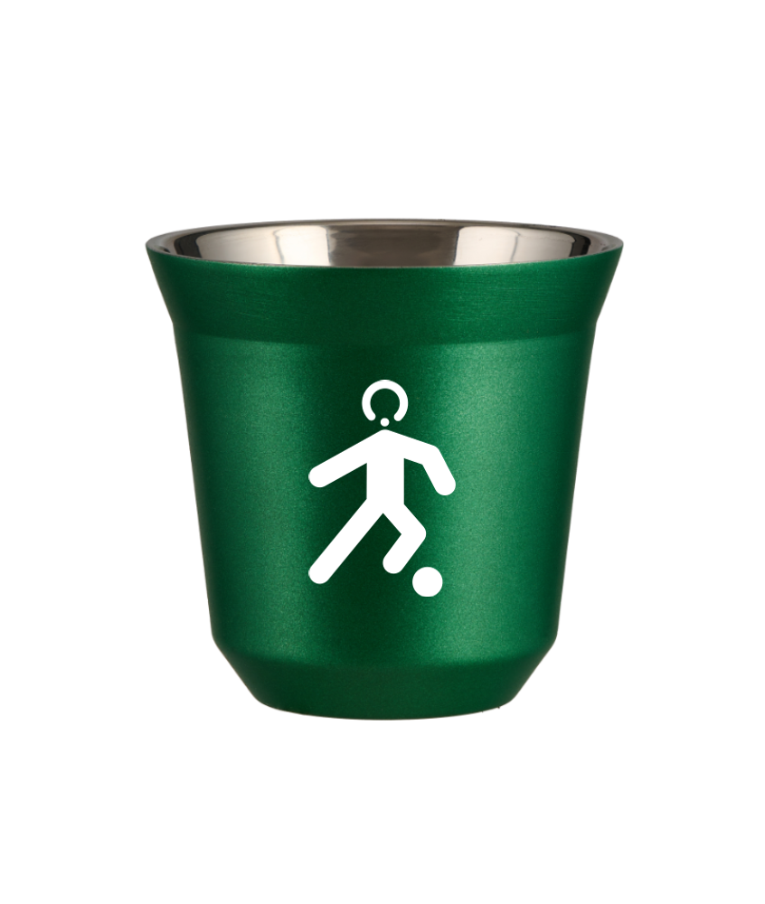Tasse 150 ml VERT MÉTALLIQUE "Football (blanc)" Tasse 150 ml VERT MÉTALLIQUE "Football (blanc)"