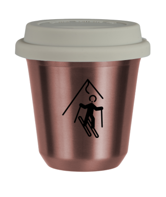 Tasse 80 ml OR ROSE "Ski", avec couvercle blanc Tasse 80 ml OR ROSE "Ski", avec couvercle blanc