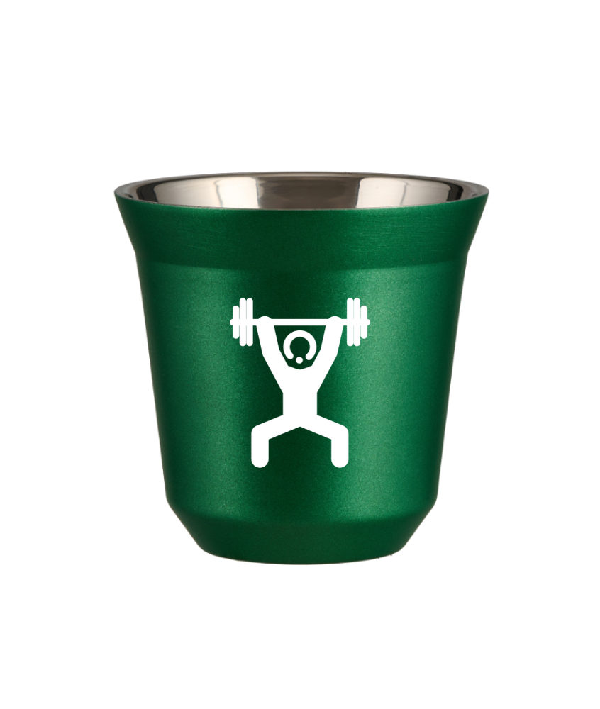 Tasse 150 ml VERT MÉTALLIQUE "Homme fort 1 (blanc)"