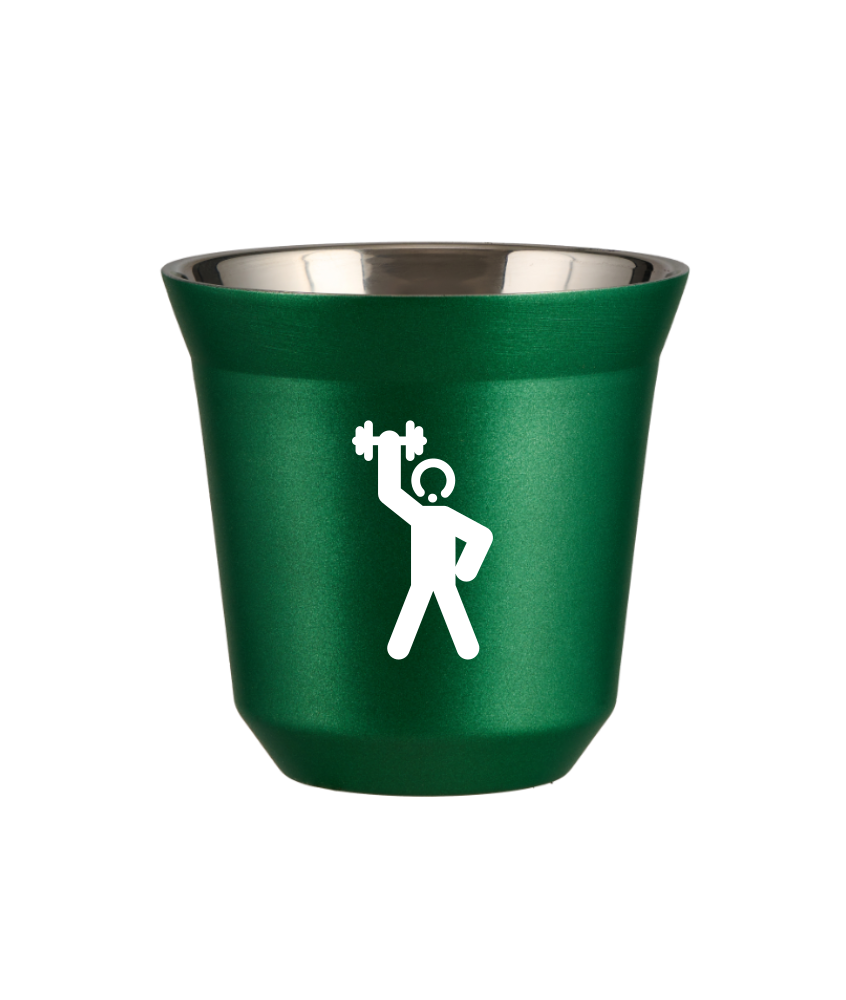Tasse 150 ml VERT MÉTALLIQUE "Homme fort 2 (blanc)"