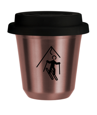 Tasse 80 ml OR ROSE "Ski (noir)", avec couvercle noir Tasse 80 ml OR ROSE "Ski (noir)", avec couvercle noir